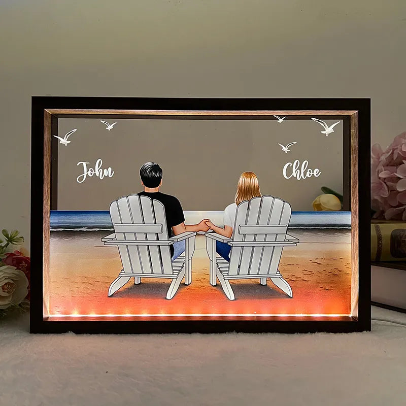 You & Me Beach Love Custom LED Frame