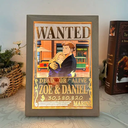 Custom Anime Wanted Couple Portrait, Pirate Theme LED Frame Gift⚓