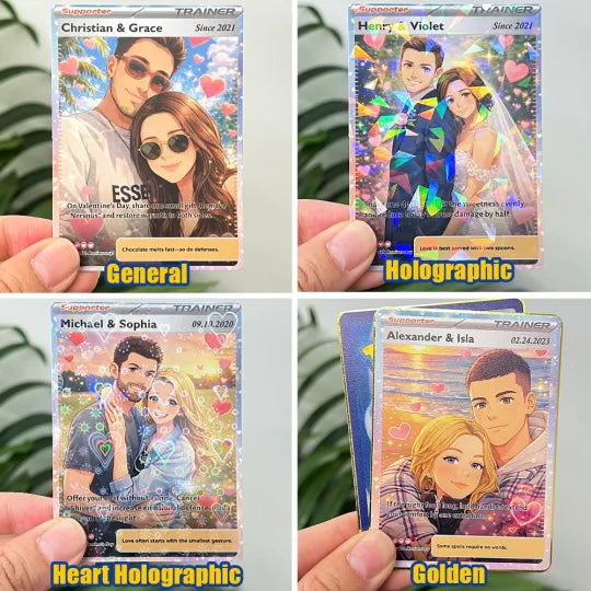 Personalized Couple Anime Supporter Trainer Card Pokecard