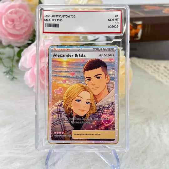 Personalized Couple Anime Supporter Trainer Card Pokecard