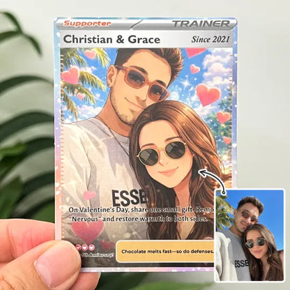 Personalized Couple Anime Supporter Trainer Card Pokecard