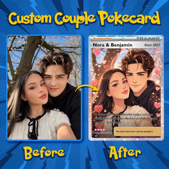 Personalized Couple Anime Supporter Trainer Card Pokecard